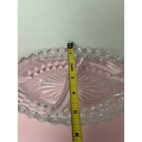 Vintage Fostoria American Clear 2 Part Double Handle Relish Dish 12” Long Heavy - Picture 2 of 6